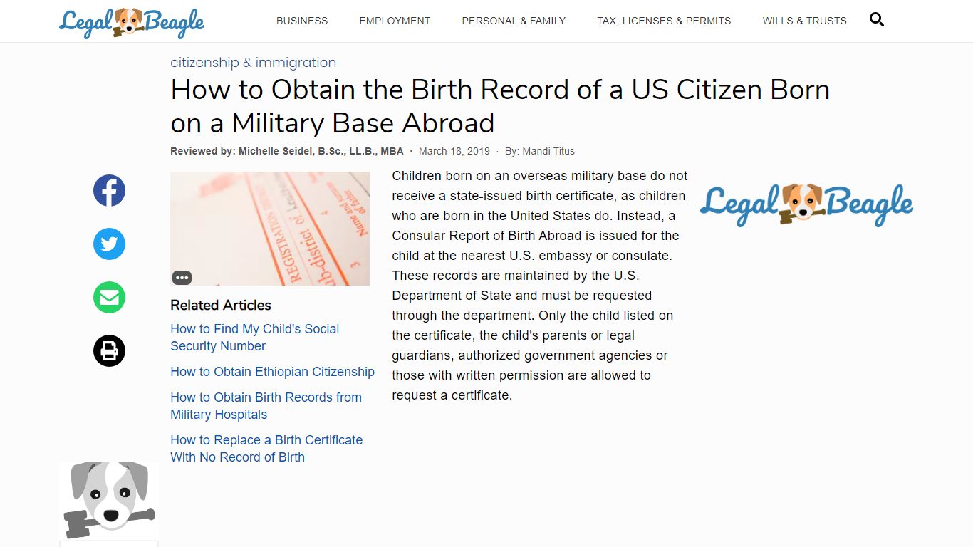 How to Obtain the Birth Record of a US Citizen Born on a Military Base ...